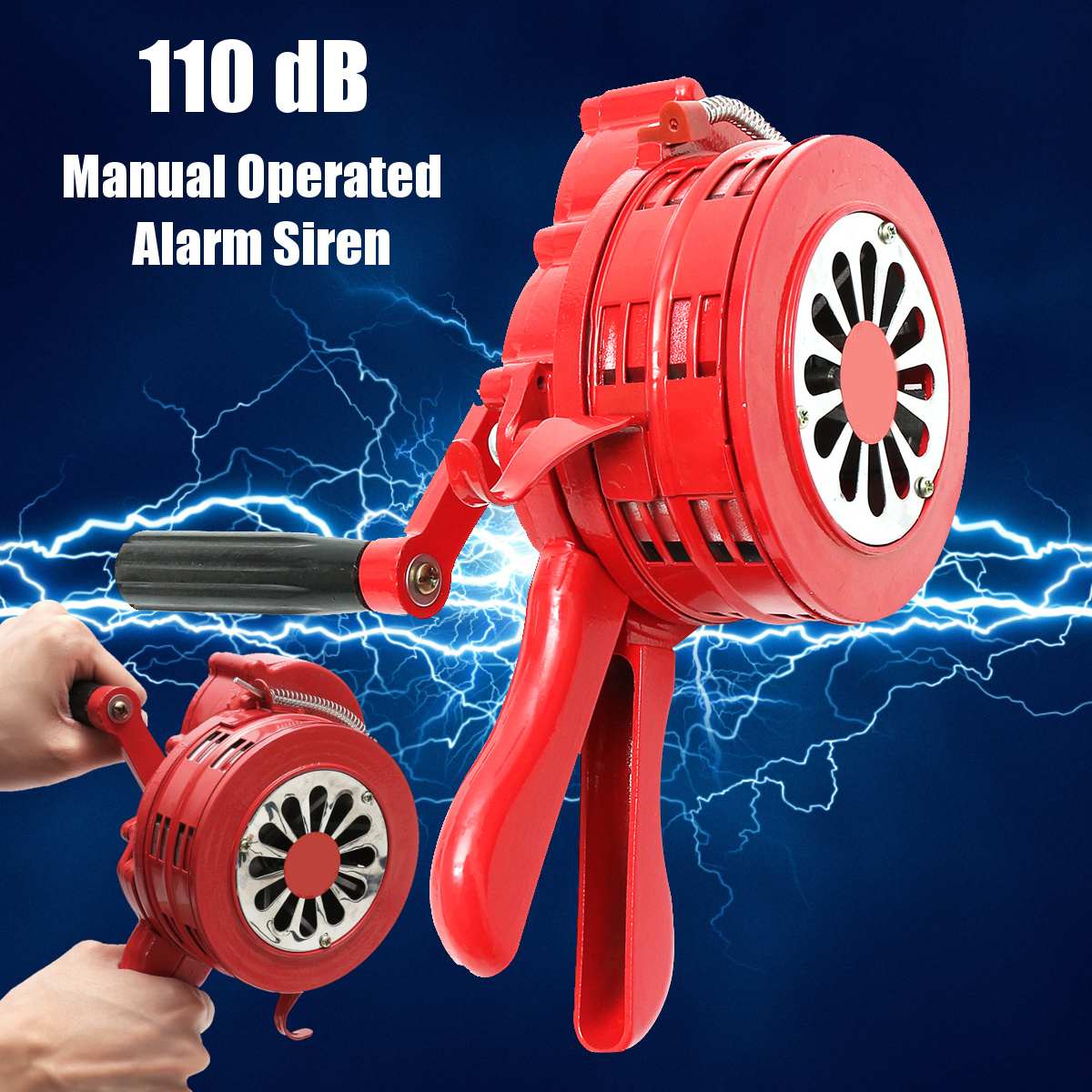 4.5 Inch Portable Hand Crank Siren Red Aluminium Alloy Manual Operated Security Alarm Air Raid Emergency Safety