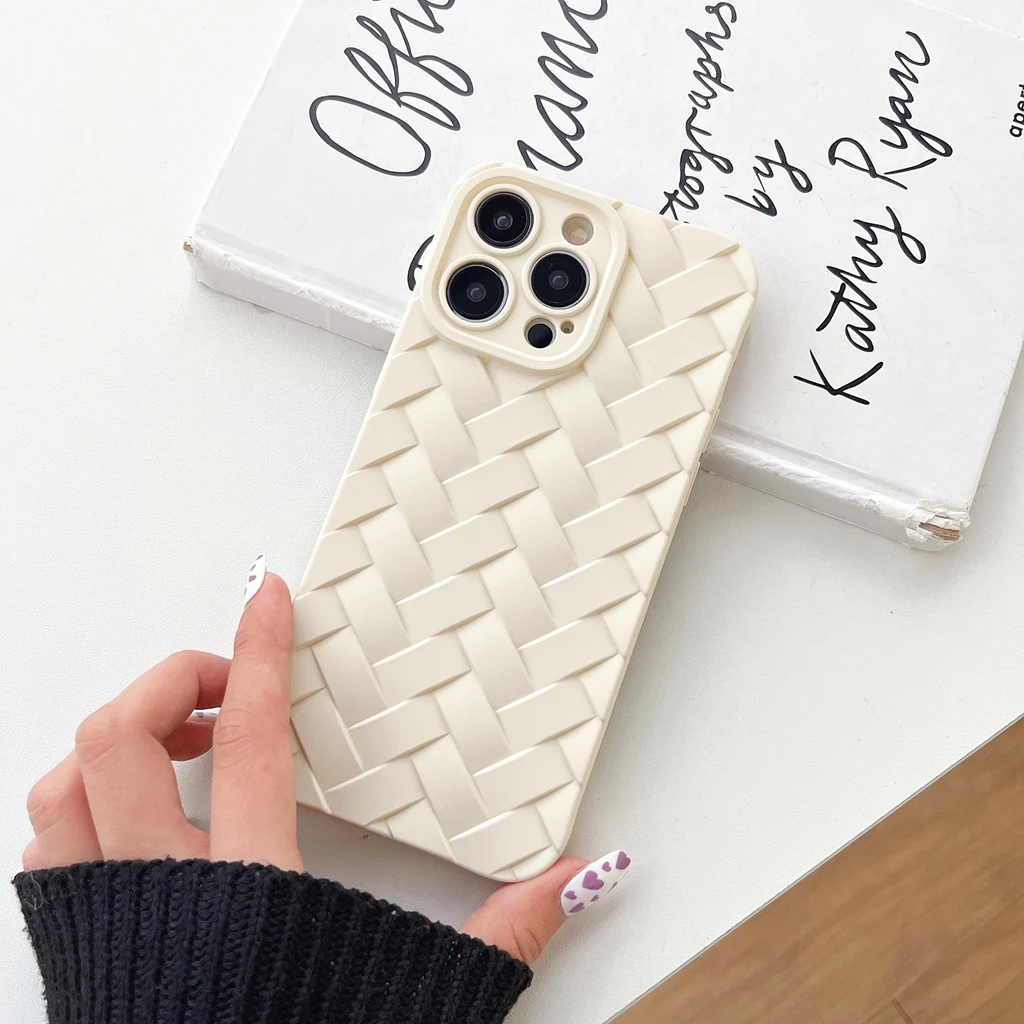 Funda suave de TPU con patrón tejido multicolor para iPhone 15, 14, 13, 12, 11 Pro Max, 14, 15 Plus, funda protectora a prueba de golpes para teléfono
