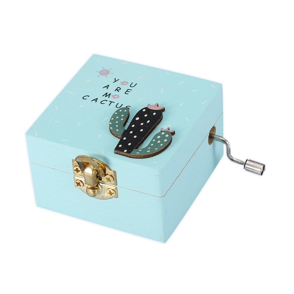 Mini Musik Box Niedlichen Cartoon Holz Geschnitzt Musik Box Handkurbel Musik Box Geburtstag Musik Thema Box Valentine mädchen: Blau