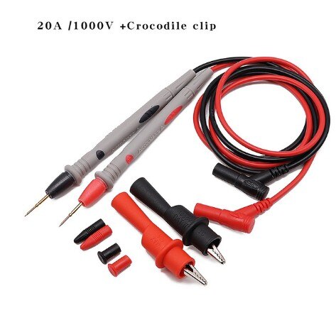 1 par universal digital 1000v 10a 20a tynd spids multimeter multi meter test bly sonde wire pen kabel multimeter tester: 20a krokodilleklips