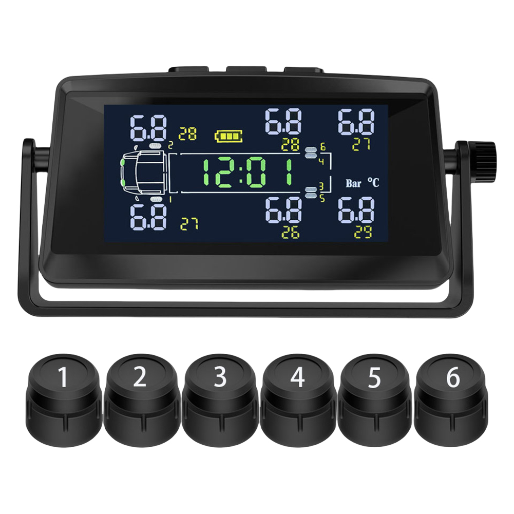 Reifendruckkontrollsystem mit 6 sensoren, usb/Solar--tpms für wohnmobile, anhänger und lkw: verrotten