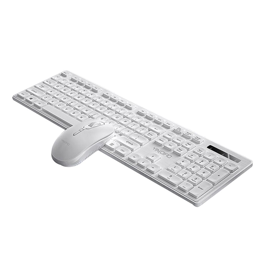 Trådlöst tangentbord mus set ergonomisk mus pc mause tyst knapp tangentbord och mus combo 2.4g för bärbar dator: Vit