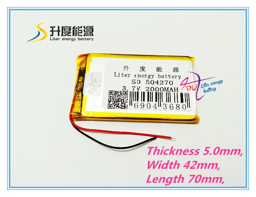 3.7 V lithium polymer battery 2000 mah interphone 504270 GPS vehicle traveling data recorder