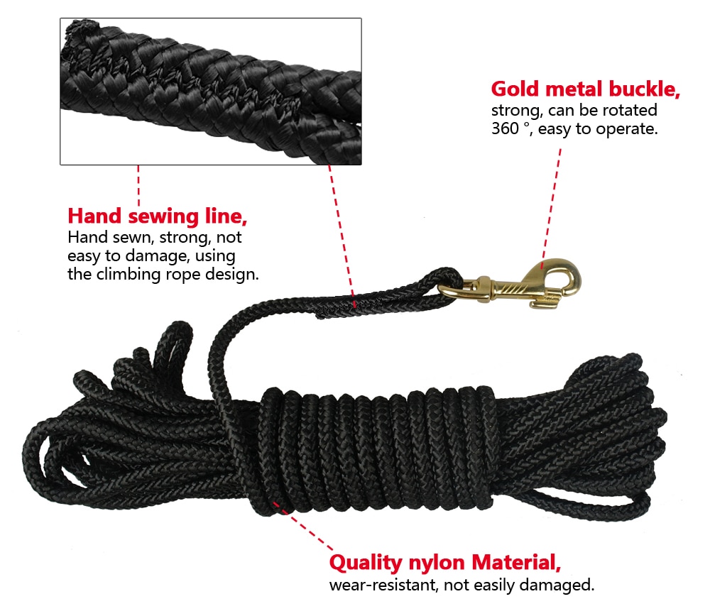 Nylon Hund Lange Leine Haustier Verfolgung Leine Schwarz Runde Seil Hunde gehen Ausbildung Blei Leinen 3 M/5 M /10 M/20 M Für Mittel groß Hunde