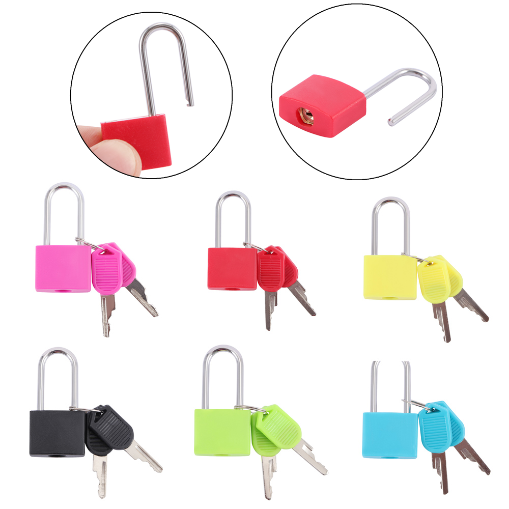 Mini Colourful Travel Lock Long Beam Suitcase Strong Steel Lock with 2 Keys Luggage Padlock Security Tool