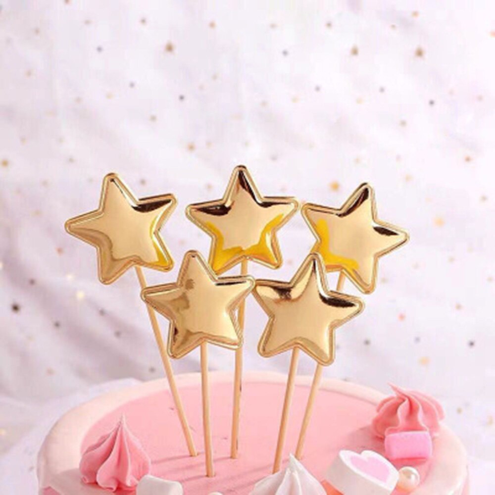 5 pièces réfléchissant paillettes amour pentagramme décoration de gâteau Plugin fête Dessert cuisson Dressing fête de mariage fournitures gâteaux décor: 7