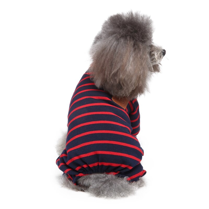 Raidallinen pyjamat koiran vaatteet koirat puku koiran haalari pentu vaatteet koiran takki pomeranian koirille vaatteet lemmikki paita chihuahua