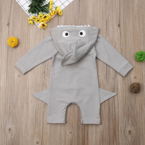 Cute Baby Boy 3D Shark Hooded Romper Jumpsuit Outfit one piece Bathing Swimwear Swimsuit Beachwear for kids clothes