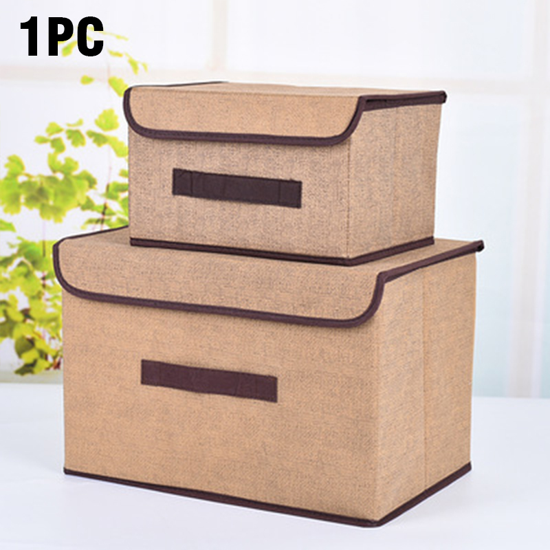 Non-woven suit large capacity storage box dustproof storage box Folding fabric imitation linen portable dustproof storage box: M / Pink
