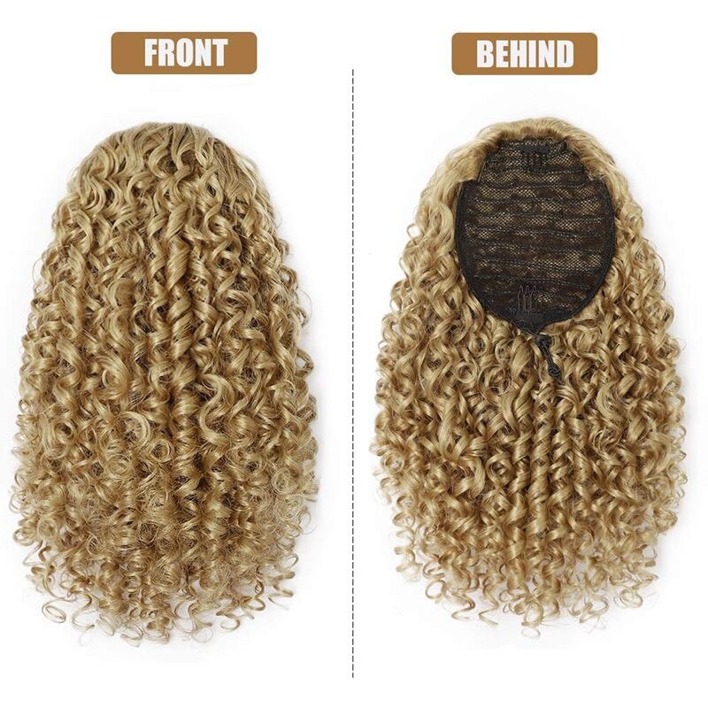 HAPPY&CC Braided Drawstring Ponytail Extension For Black Women Long 3X Box Braids Crochet Hair Synthetic Clip In Ponytail Hair Extensions(20inch,1B
