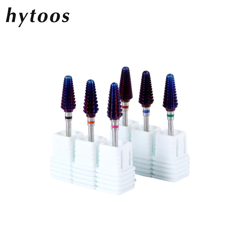 HYTOOS broca Tornado púrpura 3/32 brocas de carburo para uñas fresas para manicura quitar Gel accesorios de archivo eléctrico