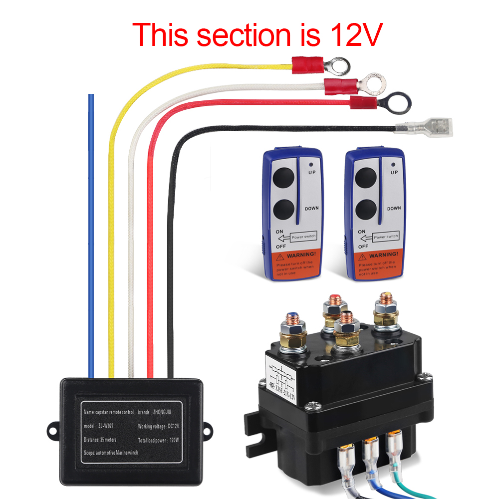 Winch Solenoid 12V 24V With Wireless Remote Control Universal Solenoid Relay Rocker Switch Thumb Remote Contactor Kits: WHITE
