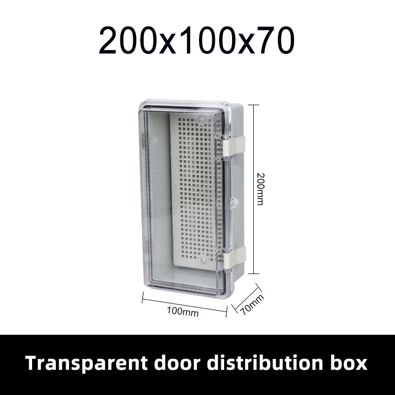 HS7 IP66 Outdoor Surface Mounted Transparent Electrical Base Junction Box Tower Buckle ABS Plastic Waterproof Distribution Box: 200x100x70-T