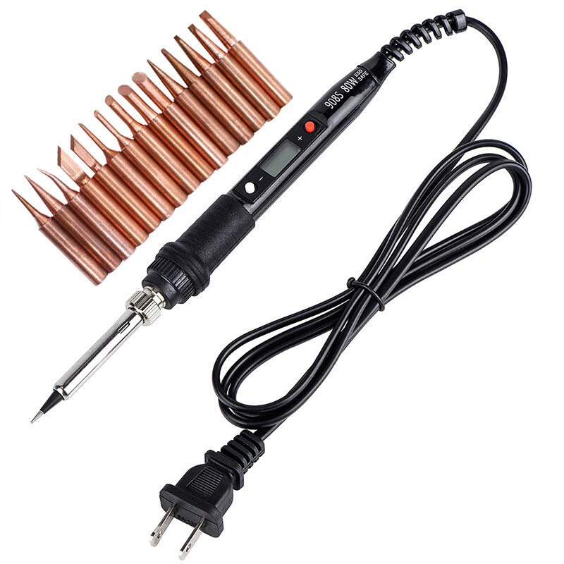 220V EU 80W Soldering Iron LCD Digital Display Temperature Adjustabl Electric Solder Iron Set Welding Rework Station Repair Kit: D