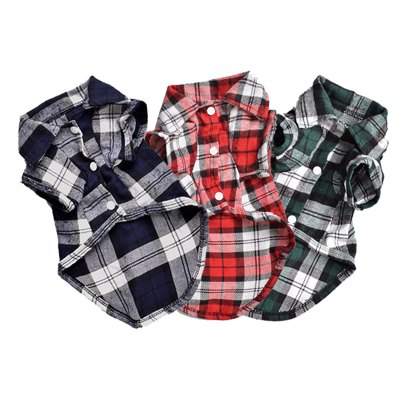 Spring Summer Clothes For Small Dogs Cats Classic Plaid Puppy Pet T-shirt Dog Shirts Cotton Chihuahua Yorkshire Vest Clothing