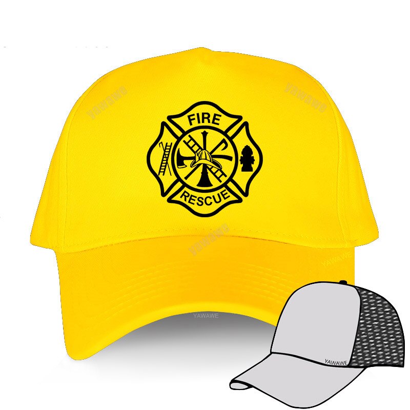 Fire Rescue Firefighter Baseball Caps Adjustable Caps Unisex Cool Fireman Hats: yellow mesh