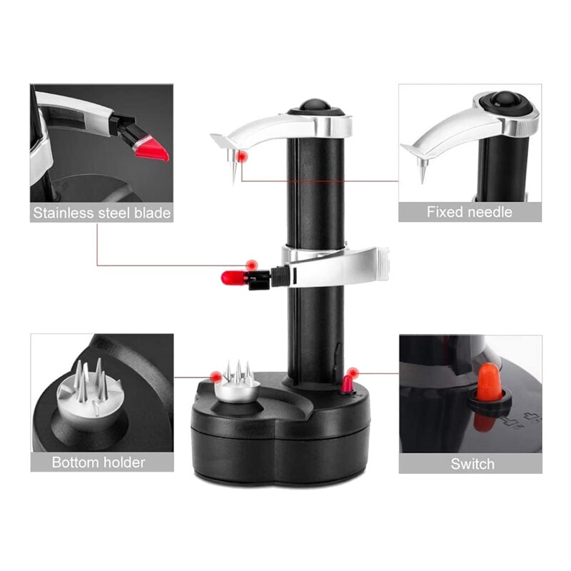 Elektrische Dunschiller Automatische Roterende Apple Dunschiller Automatische Fruit Groenten Cutter Keuken Peeling Tool, Uk Plug