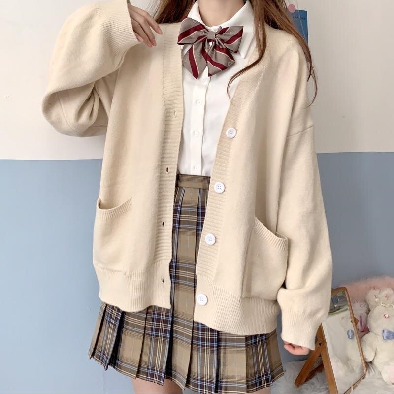Skolepige uniform jk cardigan løs jk sweater frakke japansk skoleuniform japanske uniformer chandail