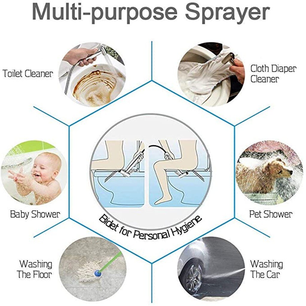 Handheld Toilet Bidet Sprayer Set Kit Stainless Steel Bidet Faucet for Bathroom Spray Shower Sprayer Douche Kit self cleaning