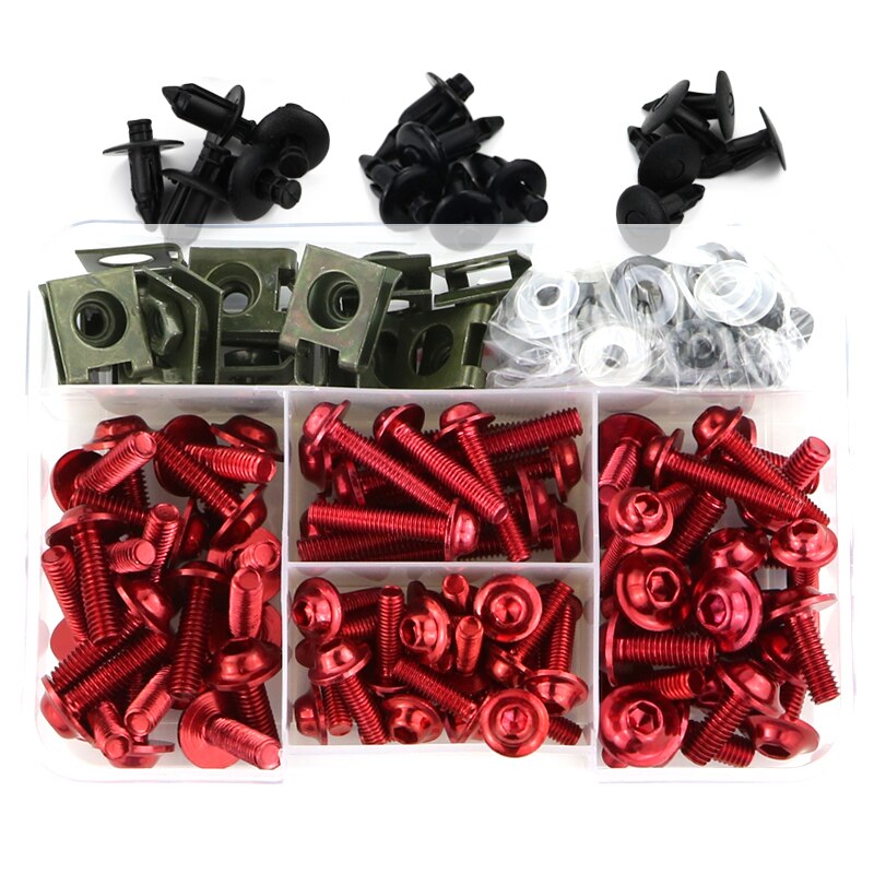 Volledige Kuip Bolt Kit Sluiting Clips Carrosserie Schroeven Fit Voor Honda CBR600 F F2 F3 F4 F4i Cbr 600RR 900RR 929RR 954RR RC51: red