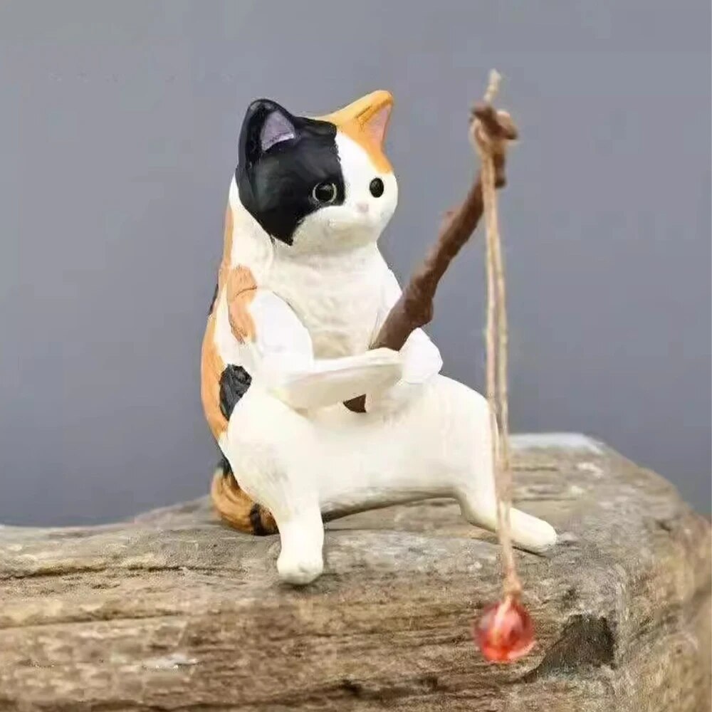 Aquarium pêche chat suspendu paysage bureau ornements pêche amusant Mini décoratif Micro-paysage