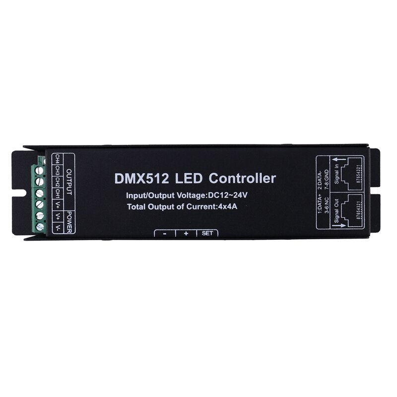 RISE-Dmx Led Controller With Display Digital Tube Dmx512 Decoder Driver Dimmer Dc 12 24V 3X4A For Rgb Led Strip Lights (3 Channe