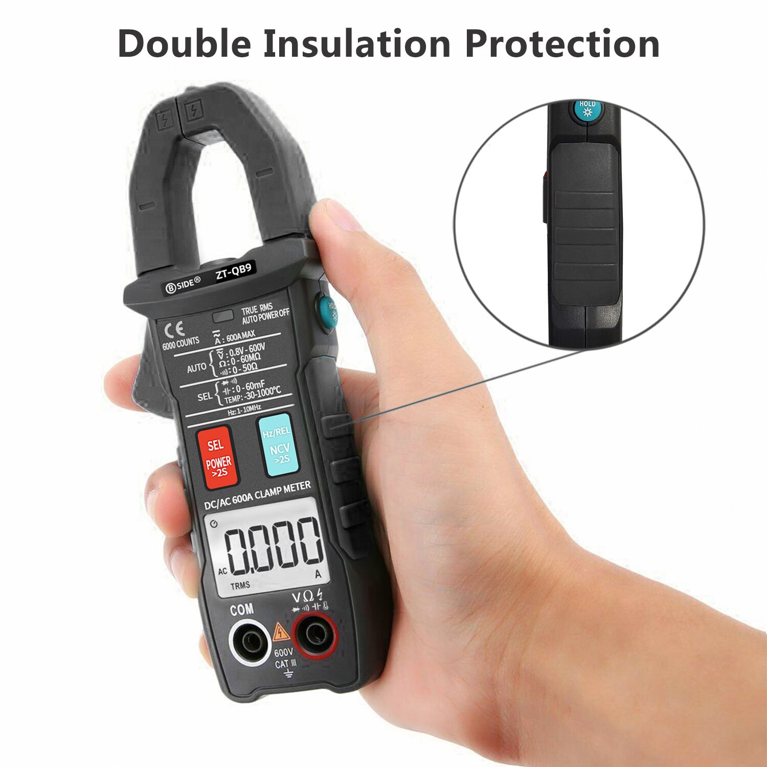 Bside 6000 Telt Digitale Stroomtang True Rms Multimeter Ampèretang Ac Dc Spanning Stroom Meter Ncv Test Meter Tester