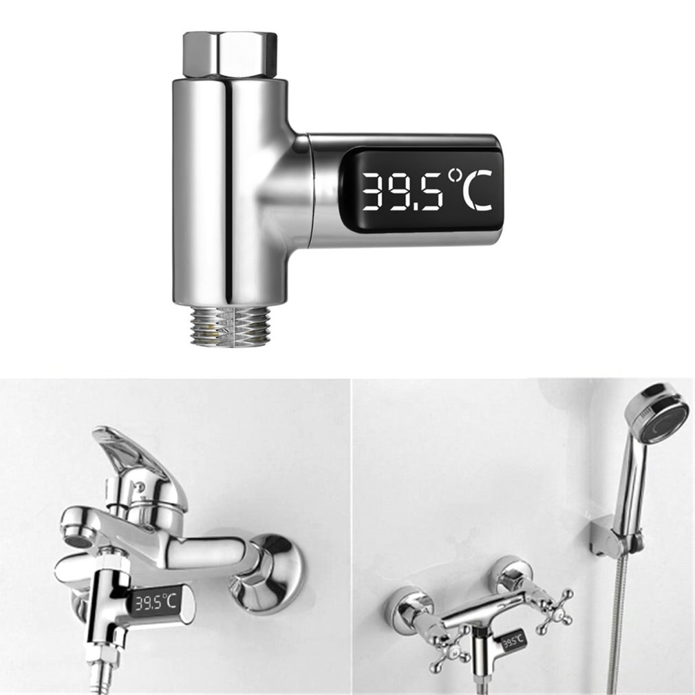 Termómetro de ducha de agua en casa con pantalla LED, medidor de temperatura de agua eléctrico autogenerador para el cuidado del bebé