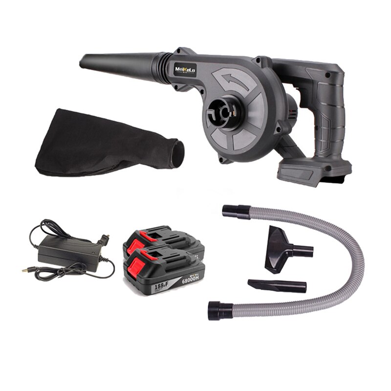 1200W Electric Air Blower Cordless Handheld Leaf Computer Dust Collector Rechargeable Power Tool Cleaner with 2pcs Battery