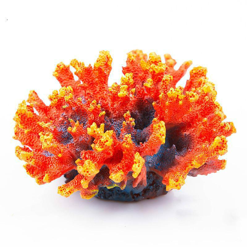 Harpiks blomst koral akvarium dekoration sten akvarium koralrev ornament koral plante akvarium baggrund dekoration diameter 11cm: Guld