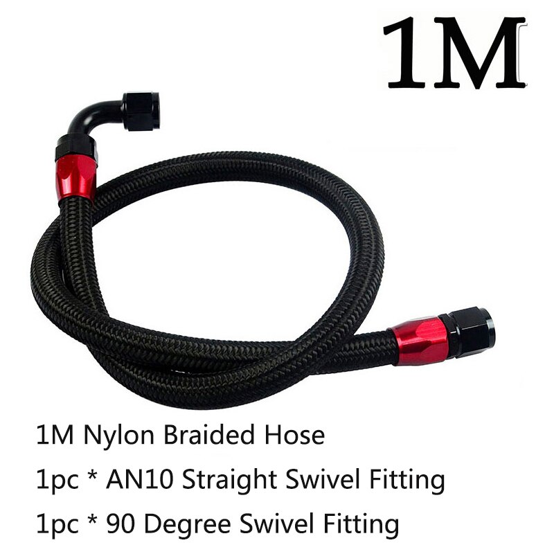 1M/1.2M/1.4M AN10 Rvs Gevlochten Of Gevlochten Stookolie Line + Straight Swivel fitting + 90 Graden Wartelfitting: 1m nylon braided