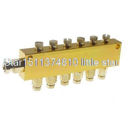 1 x Brass 6 Ways Adjustable Oil Distributor Valve Manifold Block 6mm in 4mm out