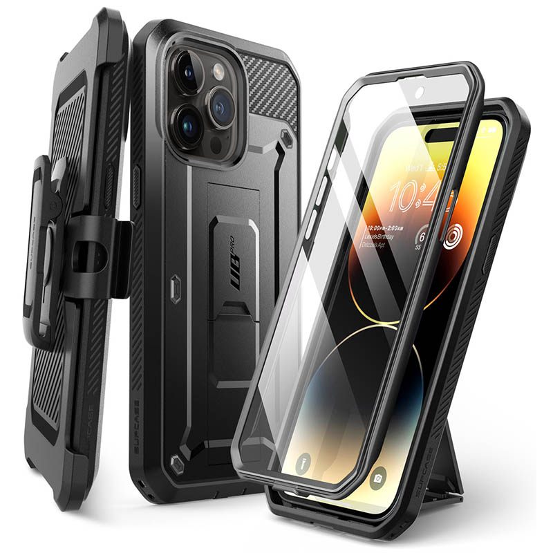 SUPCASE-Coque intégrale UB Pro avec protection d'écran intégrée, étui robuste et robuste, 6.1 pouces, version 2023: Black