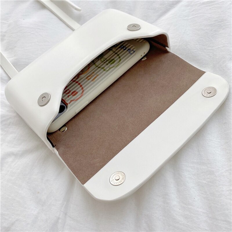 Sommar kvinnor mini crossbody telefonväska enfärgad enkel stil dam axelväska pu läder ungdomsfodral midjeväska ins