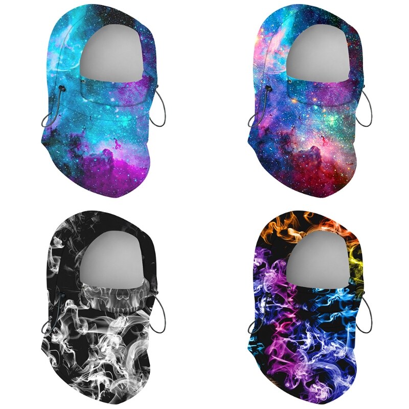 Unisex fleece hætte balaclava hel ansigtsmaske stjernehimmel digital print halsvarmer