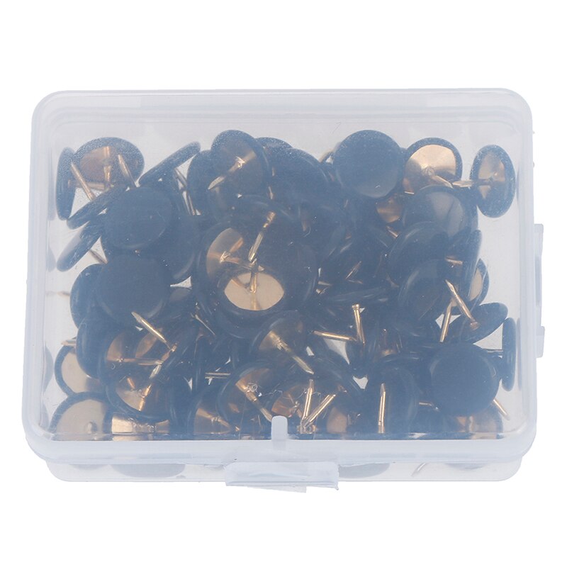 100Pcs Round Push Pins Notice Board Map Thumb Tacks Point Bulletin Drawing: Black