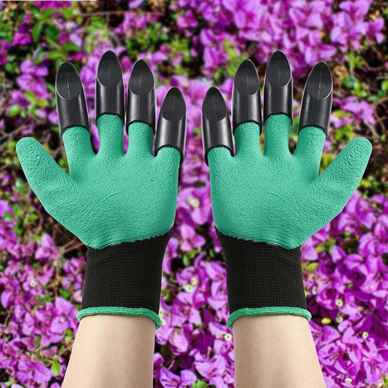 Guantes de jardinería protectores para plantar flores y plantas, impermeables, resistentes al desgaste, gruesos, para cepillar el suelo, transpirables: green double claw