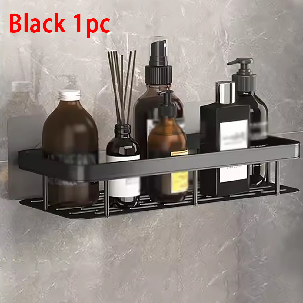 Badkamer Plank Make-up Organizer Aluminium Shampoo Rek Douche Plank Badkamer Accessoires Geen Boor Wandplank: WHITE