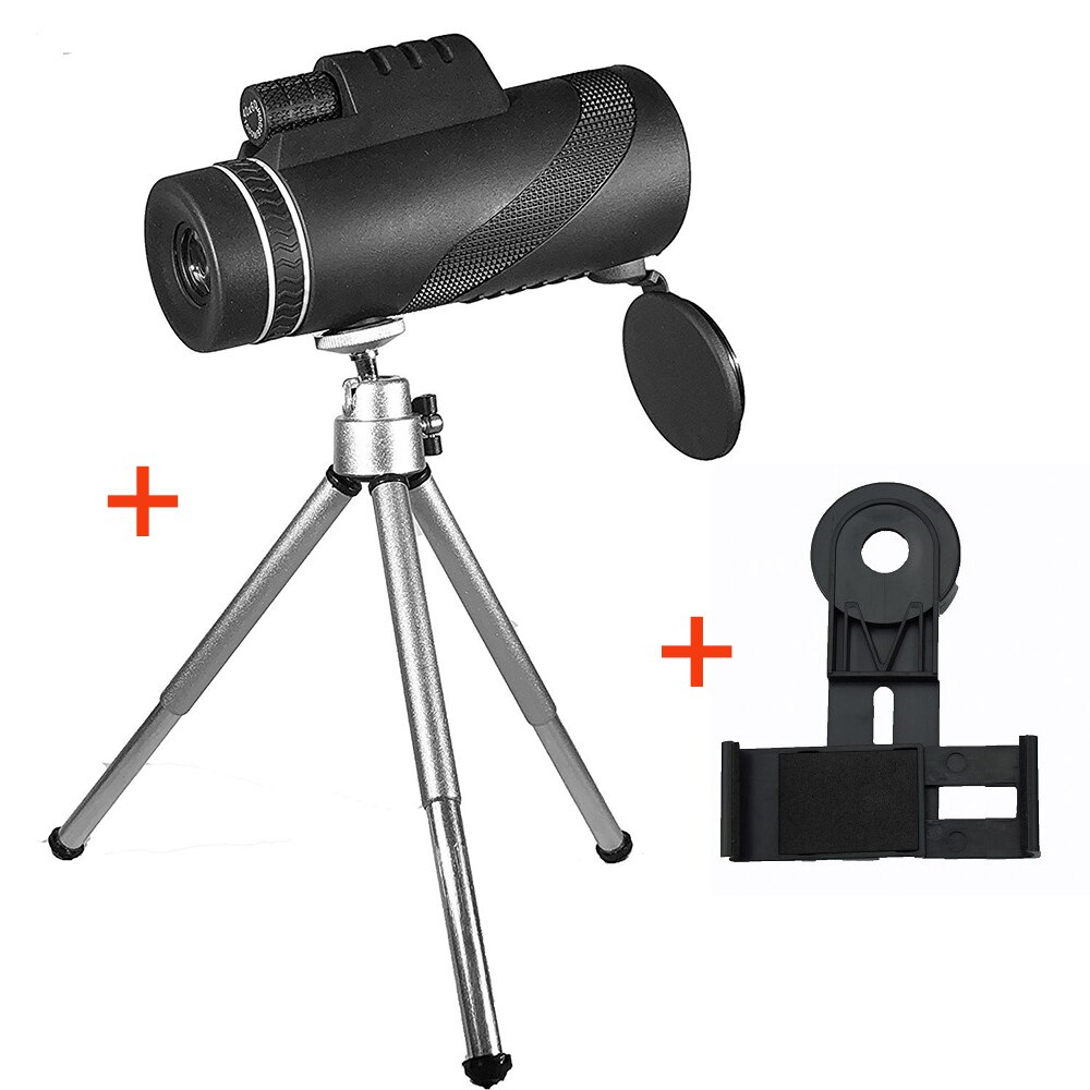40 x 60 kraftig zoom-telefonkikkert optisk hd-linse monokulært teleskop med klipstativ til sportscamping udendørs rejser: C