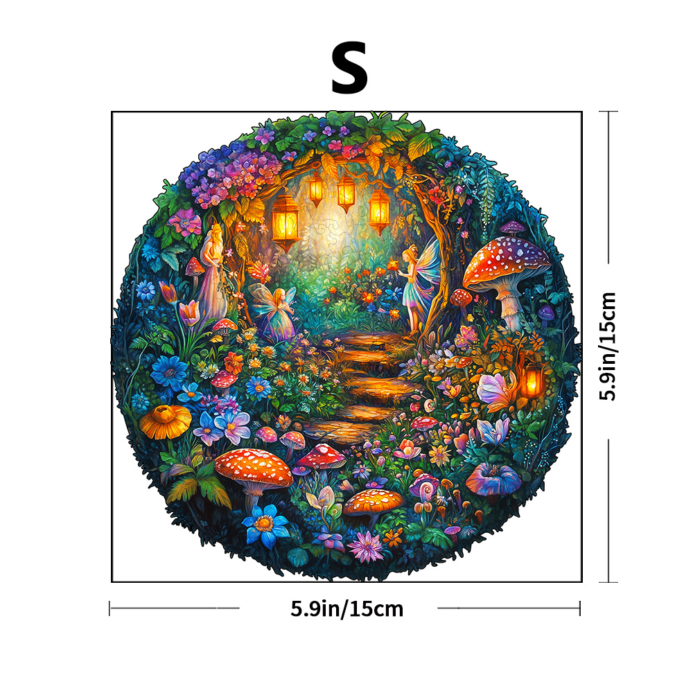 Wooden Puzzles for Adults - Magic Mushroom Puzzle, Unique Shape Puzzle, Flat Puzzle with 3D Visual Effect, Mystery Forest Wooden: WHITE