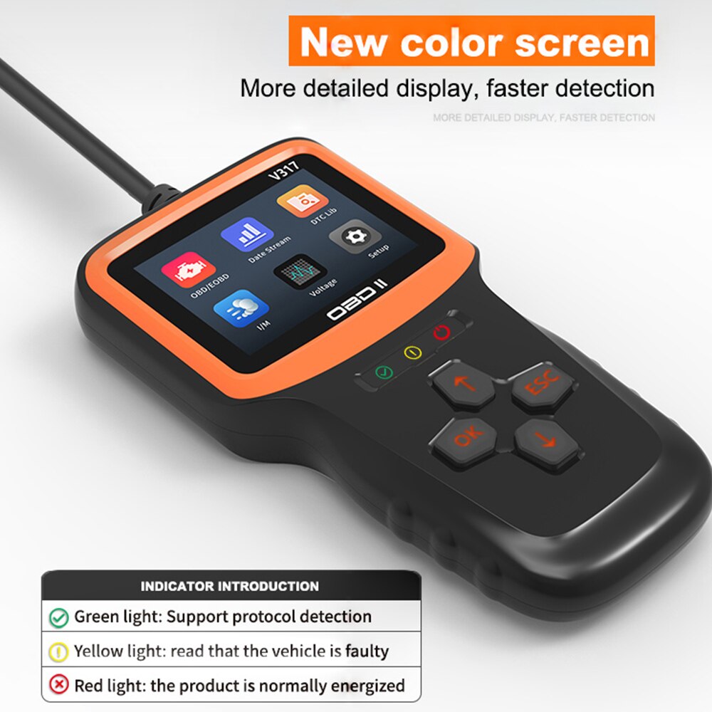 Engine Fault Diagnosis V317 Automobile Fault Detector OBD 2 Oxygen Sensor Test OBD II EOBD Universal Car Diagnostic Tool