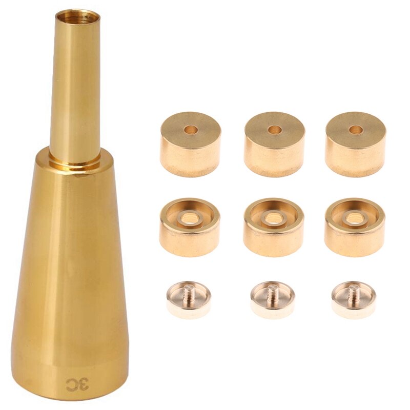 1 Set Trompet Klep Vinger Knoppen Trompet Onderdelen Voor Trompet-Golden &amp; 1X 3C Trompet Mondstuk Gold Meg Metalen trompet Voor Yamah