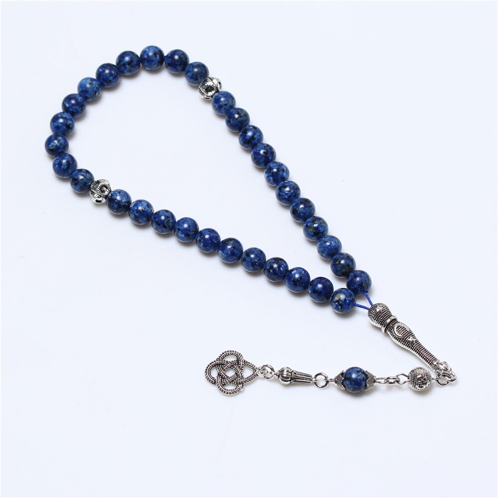 Atacado 8mm azul pedra borla oração grânulos islâmico tasbih muslim rosário colar