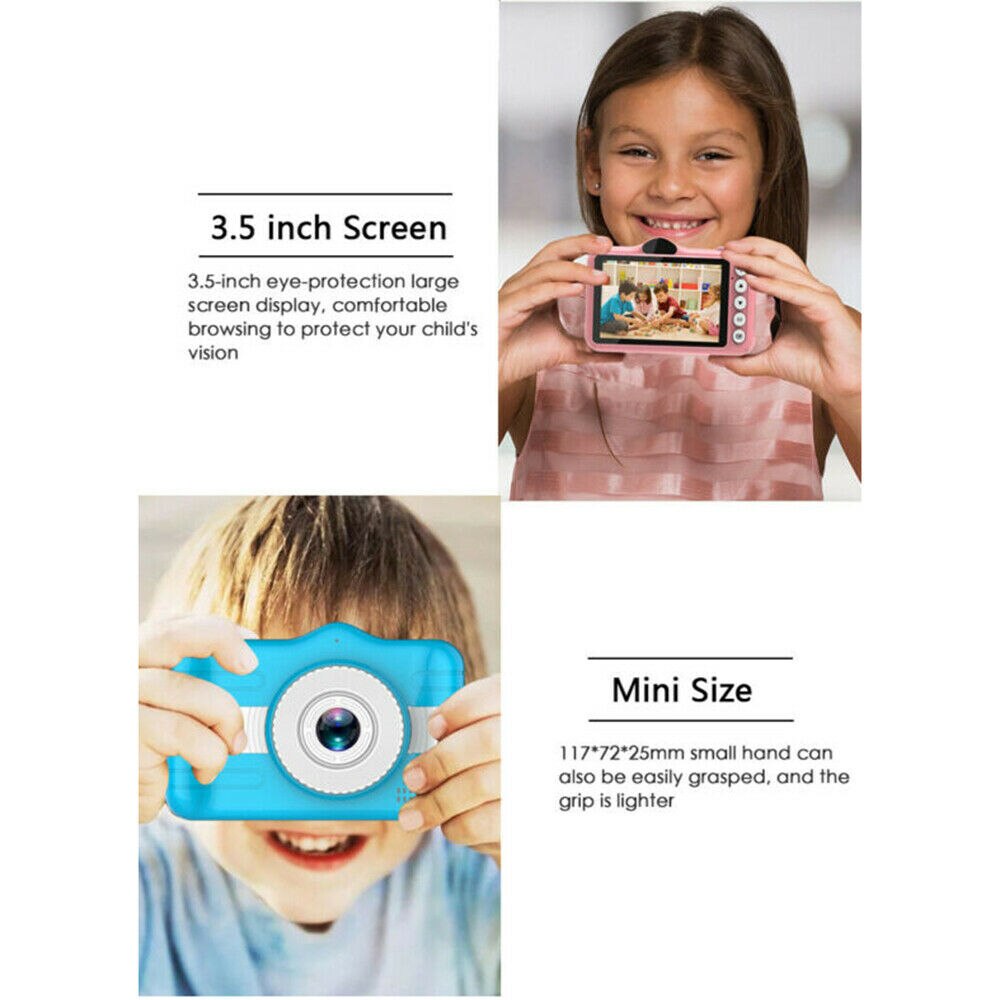 3.5 Inch Full Hd 1080P Kids Kinderen Mini Digitale Camera Voor En Achter Camera 32Gb Geheugenkaart Camcorder voor 3-10 Jaar Oud