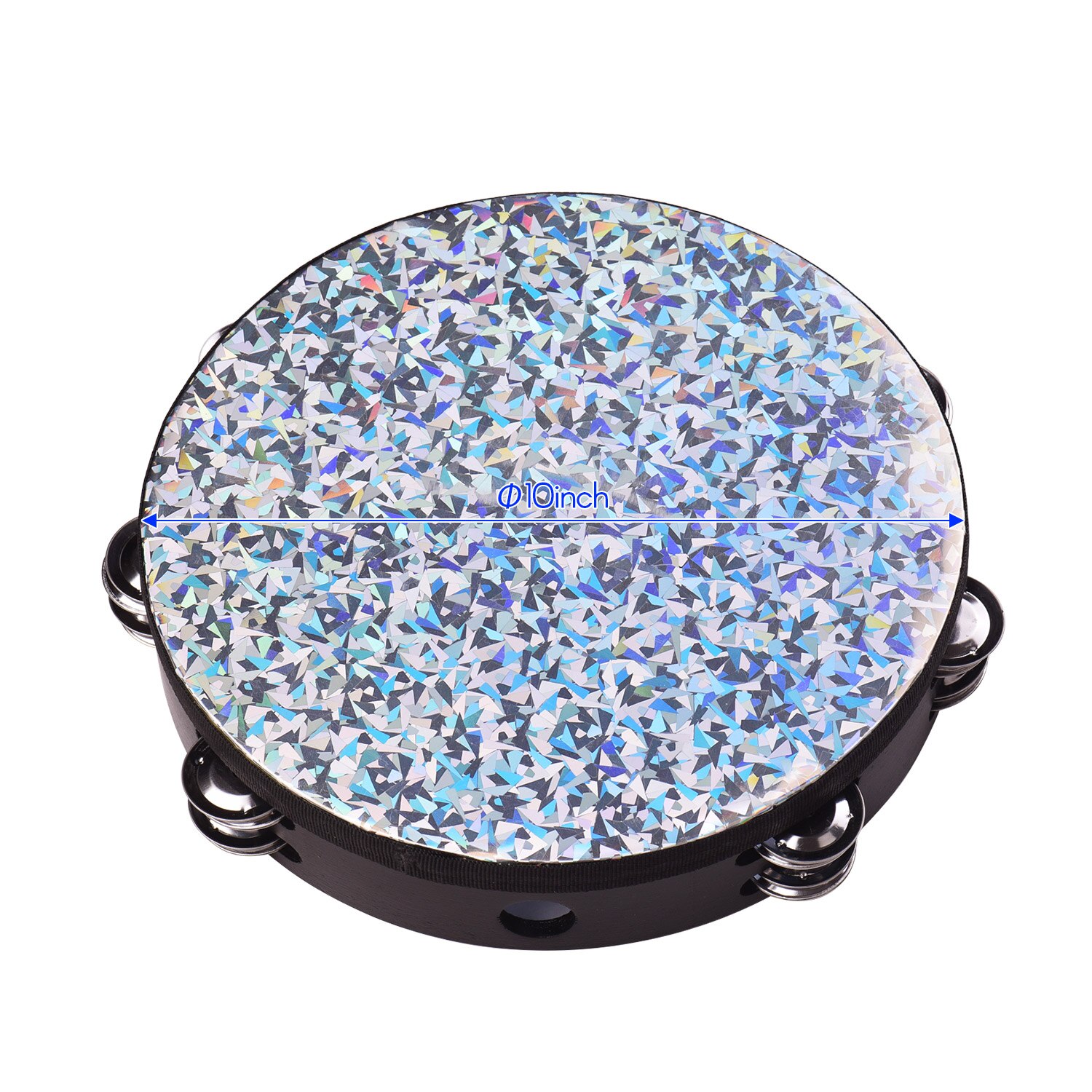 Flexzion Houten handtambourine voor volwassenen 25,4 cm dubbele rij 8-paar jingles (rood) - ronde percussie tamboerijn muziekinstrument met metalen zils