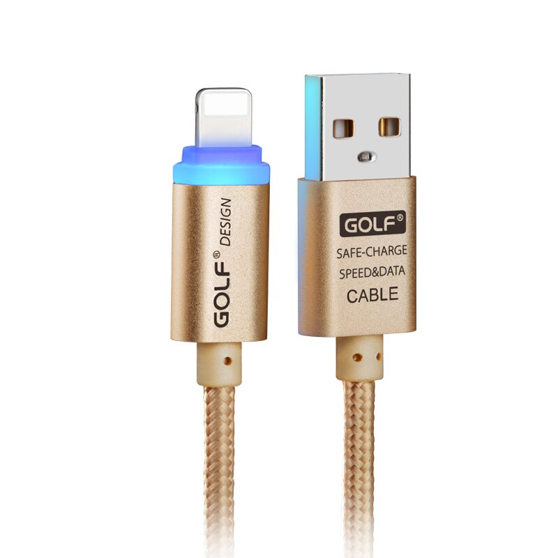 Clever LED Auto Energie-aus Schnelle Ladekabel für iPhone 6 6S 7 8 Plus X XR XS 11 Profi Max SE 5S 5 USB Daten synchronisieren Ladegerät Kabel 1m: Gold