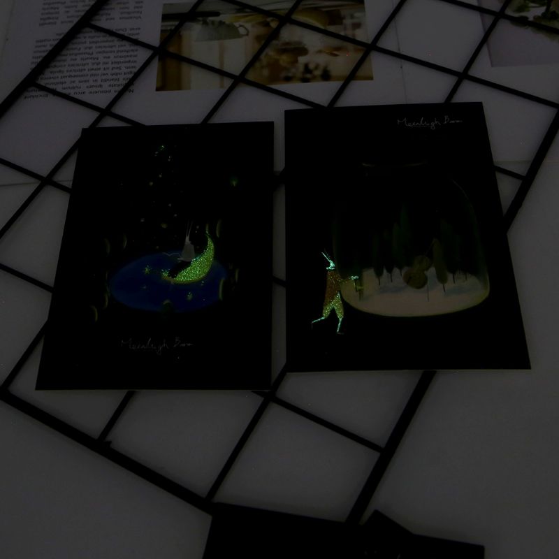 30pcs Vintage Luminous Postcard Glow In The Dark Moon Light Greeting Post Card Novelty Xmas Greeting Cards