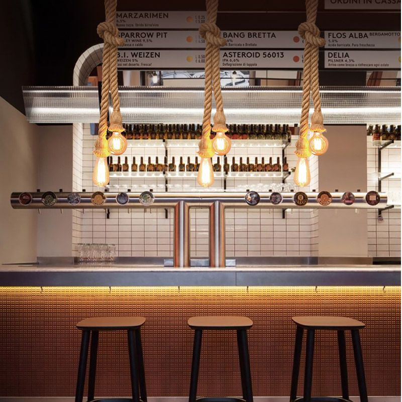 Vintage Henneptouw Hanglampen Zolder Persoonlijkheid Industriële E27 Indoor Verlichting Voor Loft/Woonkamer/Bar Retro Opknoping lamp