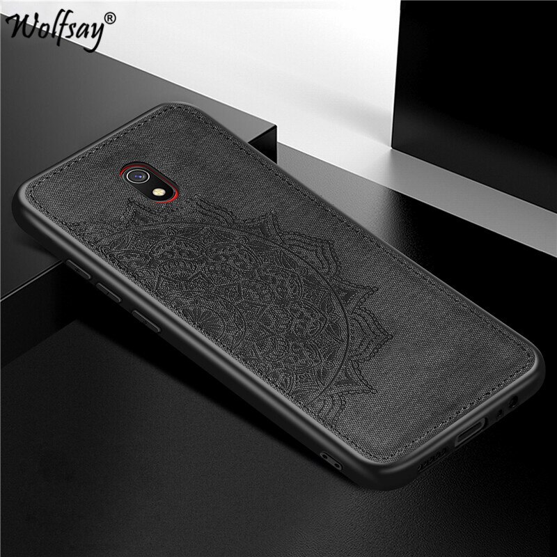 Voor Xiaomi Redmi 8A Case Soft Tpu Silicon Doek Textuur Hard Telefoon Case Voor Xiaomi Redmi 8A Beschermhoes Voor xiaomi Redmi 8A: Black
