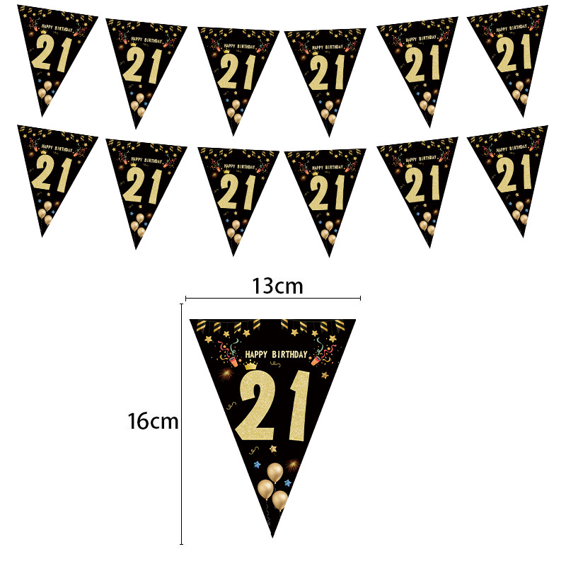 Streamer de papel dorado negro, pancarta colgante de cumpleaños para 16 18 21 30 40 50 60 años, decoración para de cumpleaños, aniversario: Castaño
